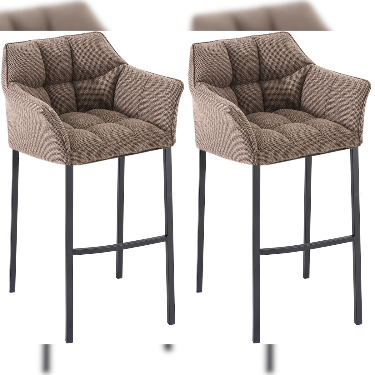 CLP 2er Set Barhocker Damaso Stoff mit Vierfußgestellen terrabraun/schwarz Image