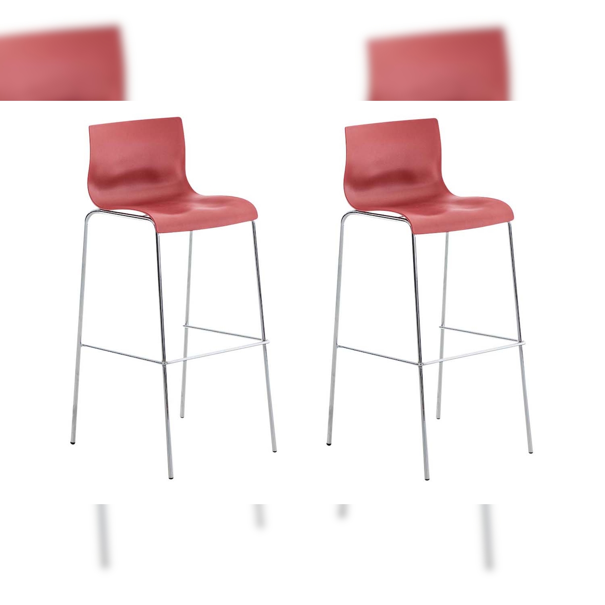 CLP 2er Set Barhocker HOVER Kunststoff 4-Fuß Gestell rot/chrom Image