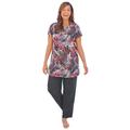 Plus Size Women's Longer Length Short-Sleeve Swim Tunic by Swim 365 in Multi Textured Palm (Size 20)