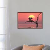 East Urban Home Elephant & Dog Are Sitting on a Tree at Red Sunset by Mike Kiev - Painting Print Canvas in Red/Yellow | Wayfair