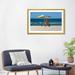 East Urban Home Elephant & Dog Sit under an Umbrella in the Sea Beach by Mike Kiev - Painting Print Paper/ in Blue | 24 H x 32 W x 1 D in | Wayfair