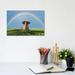 East Urban Home Elephant & Dog Sitting under the Rainbow on a Green Grass Field by Mike Kiev - Painting Print Canvas in Blue/Green | Wayfair