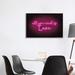 East Urban Home Neon Love I by Grace Popp - Textual Art Print Canvas/Metal in Black/Pink | 26 H x 40 W in | Wayfair