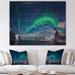 East Urban Home Aurora Borealis Above Flaget Bay - Unframed Photograph Print on Wood in Gray/White | 36 H x 46 W x 1.5 D in | Wayfair