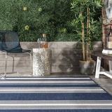 Blue/Navy 48 x 0.4 in Area Rug - Lauren Liess x Rugs USA Romy Striped Indoor/Outdoor Area Rug Polyester/Polypropylene | 48 W x 0.4 D in | Wayfair