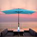 Wade Logan® Asmunn 10' x 7' Rectangular Lighted Market Umbrella in Blue/Navy | 98.4 H in | Wayfair A84FCFC855CA4E199BDEAB337A0B0498