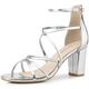 Allegra K Women's Strappy Crisscross Strap Block Heels Sandals Silver 5 UK/Label Size 7 US