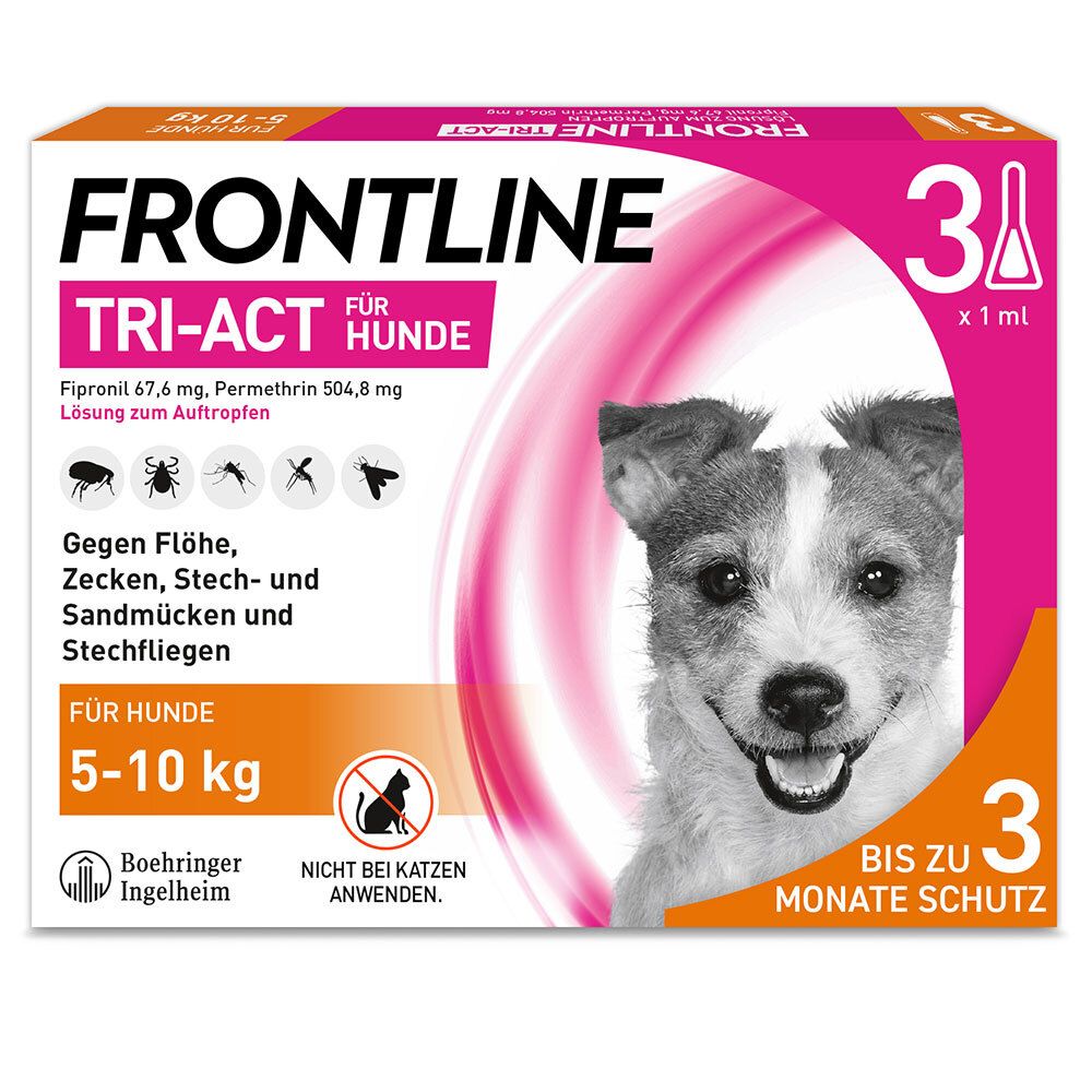 Frontline Tri-Act Lsg.z.Auftropfen f.Hunde 5-10 kg 3 St Einzeldosispipetten Image