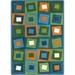 Blue/Green/Orange Area Rug - Joy Carpets Geometric Tufted Green/Blue/Orange Area Rug Nylon in Blue/Green/Orange, Size 64.0 W x 0.5 D in | Wayfair