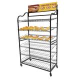 Rebrilliant Wide Bakery Display Rack on Wheels, 6 Shelves w/ Header Holder, 39.5" W x 18.5" D x 67.8" H Wire/ in Black | Wayfair