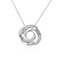 MYKA Personalised 5 Russian Rings Necklace in Sterling Silver - Engraved Gift (Sterling Silver)
