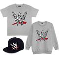 WWE Camo Logo Boys T-Shirt, Sweatshirt and Cap Set Heather Grey 5-6 Years | Wrestlemania, Gift Set, Boys Hat, Birthday Gift Idea for Boys