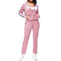 Unifizz Women's 2 Piece Long Sleeve Hooded Tracksuits Training Sportswear with Zip+Jogger Pant Pink Large