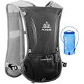 Win.Deeper 5L Lightweight Running Backpack Outdoor Sports Trail Racing Marathon Hiking Fitness Bag Hydration Vest Pack for Men Women with 1.5L Bag or 500ml Kettle (Black with 1.5L water bladder)