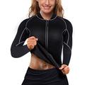 Nebility Women Waist Trainer Jacket Hot Sweat Shirt Weight Loss Sauna Suit Workout Body Shaper Neoprene Top Long Sleeve - Black - XXXL