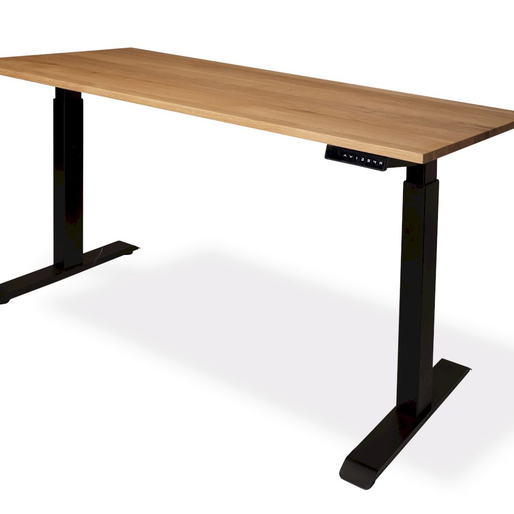 Klenk »Woodpower« Schreibtisch höhenverstellbarer Wildeiche massiv 160x80 cm / Schwarz Image