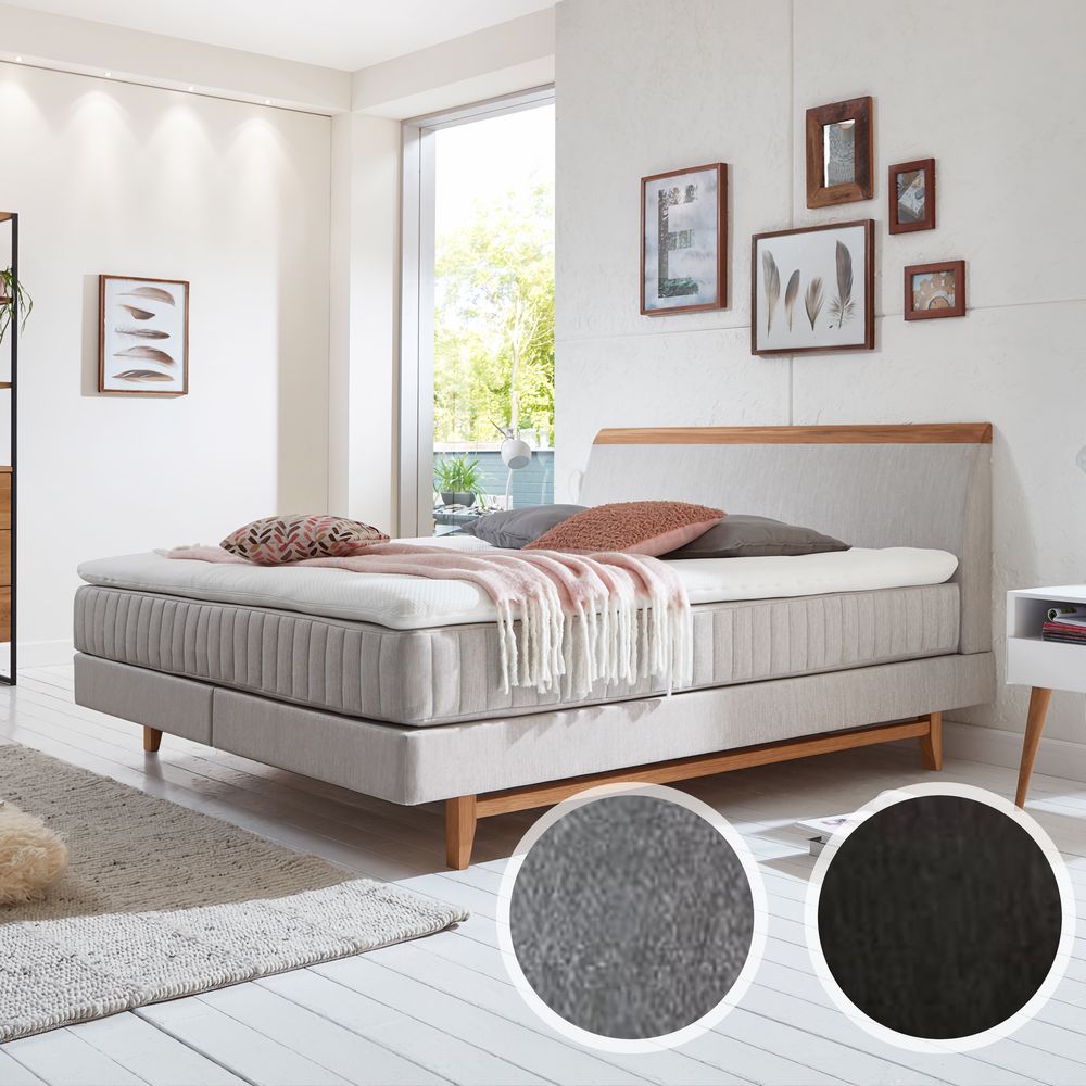 Kamjo »Ming Plus« Boxspringbett inkl. Topper 140x200 cm / H2/H4 / Anouk black Image