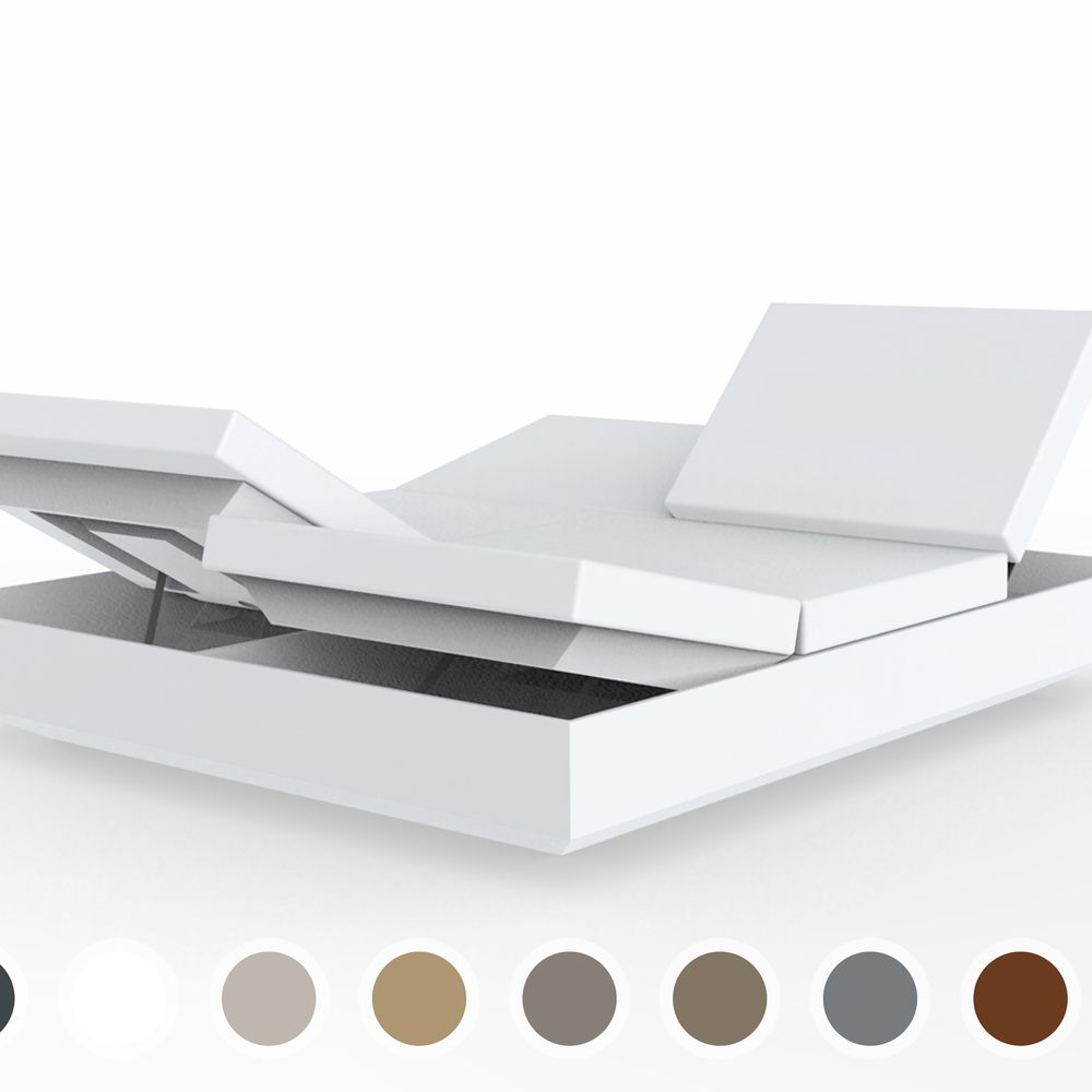 Vondom »VELA« Outdoor Daybed eckig mit 4 verstellbaren Rückenlehnen Basic matt / Taupe mit Bezug Silvertex Taupe 4024 Image