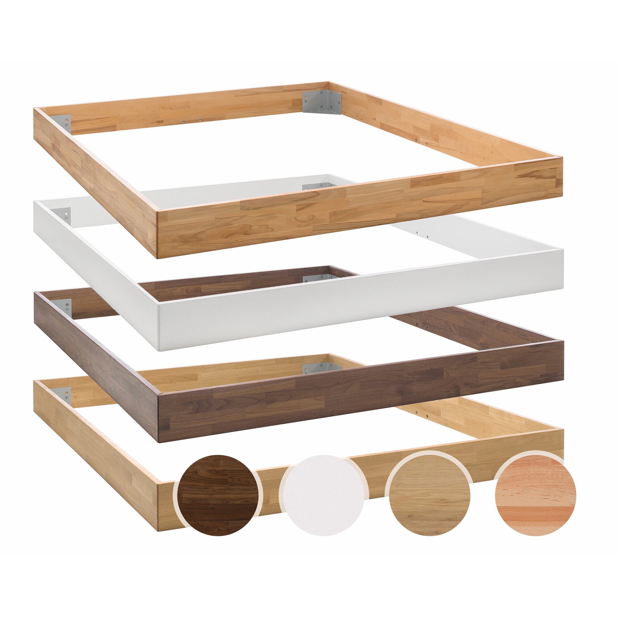 Hasena Moderno Massivholz Bettrahmen Trento 16 140x200 cm / Wildeiche natur, geölt