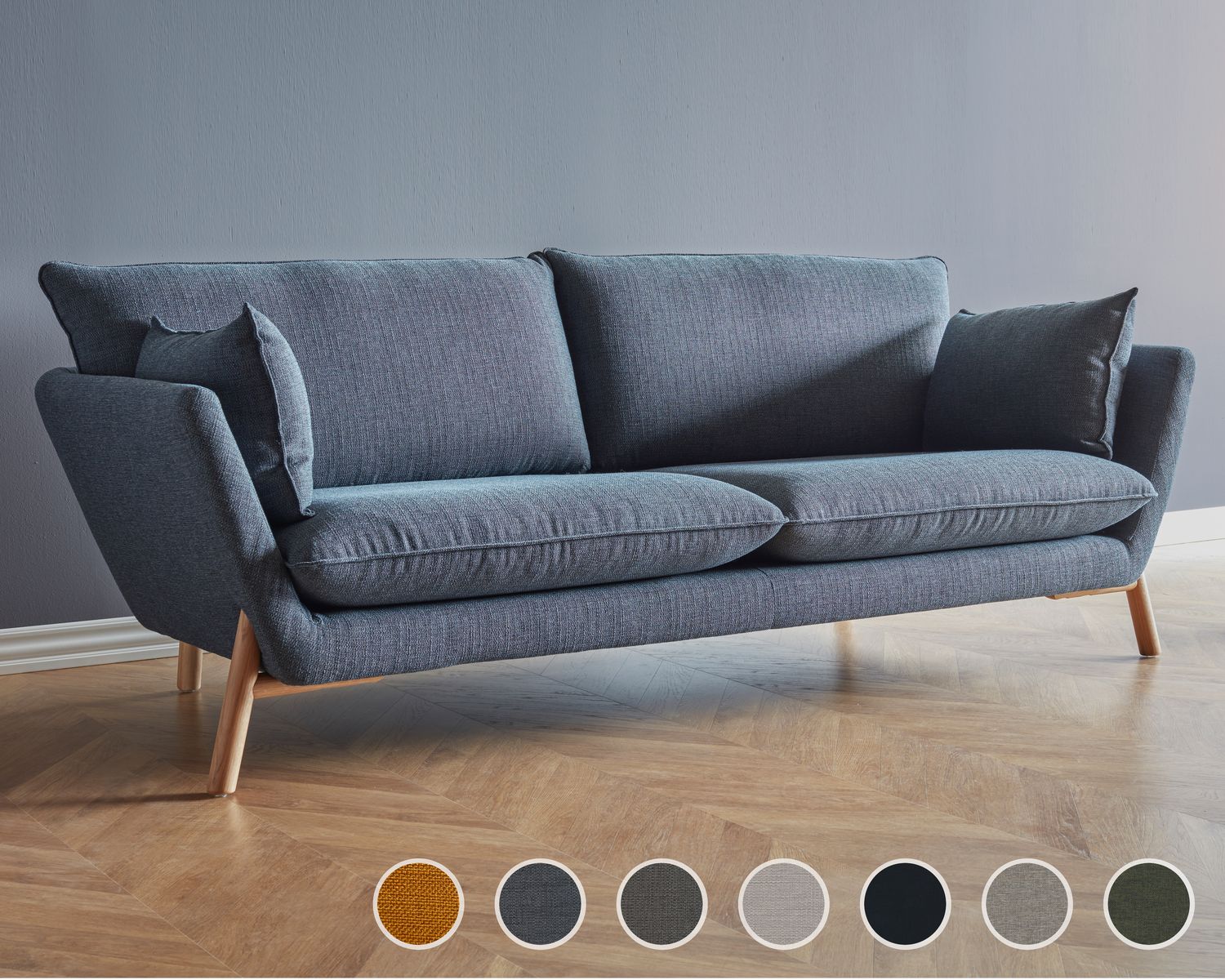 Kragelund »Hasle« Couch 3-Sitzer / Samt 541 Dunkelblau