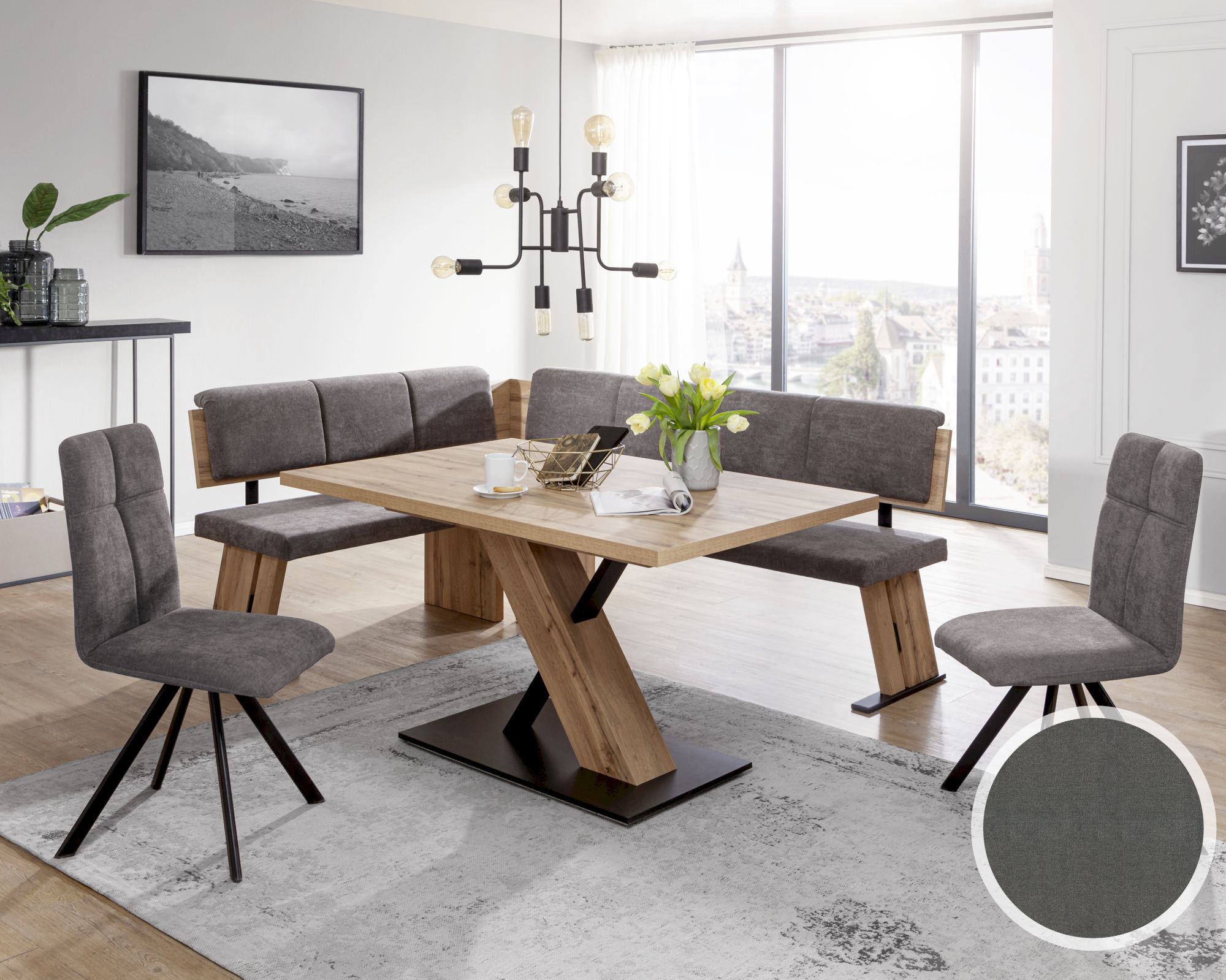 Schösswender »Kota« Eckbankgruppe Eckbank / 2 Stühle / Säulentisch mit Auszug