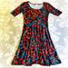 Lularoe Dresses | Lularoe Floral Nicole Midi Dress | Color: Black/Red | Size: L