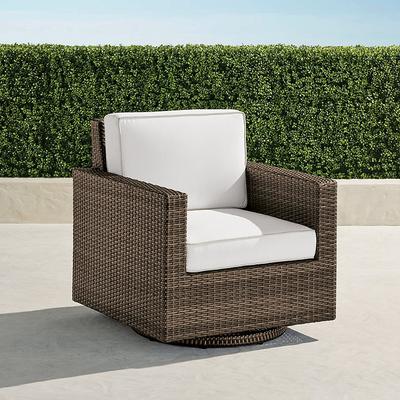 Small Palermo Swivel Lounge Chair in Bronze Wicker - Sunbrella Rain, Rain Gingko - Frontgate