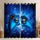 Loussiesd Games Curtains for Boys Bedroom Video Game Gamer Window Curtains Teens Gaming Room Curtain Broken Gamepad Fragment Window Draperies Blue W66*L72