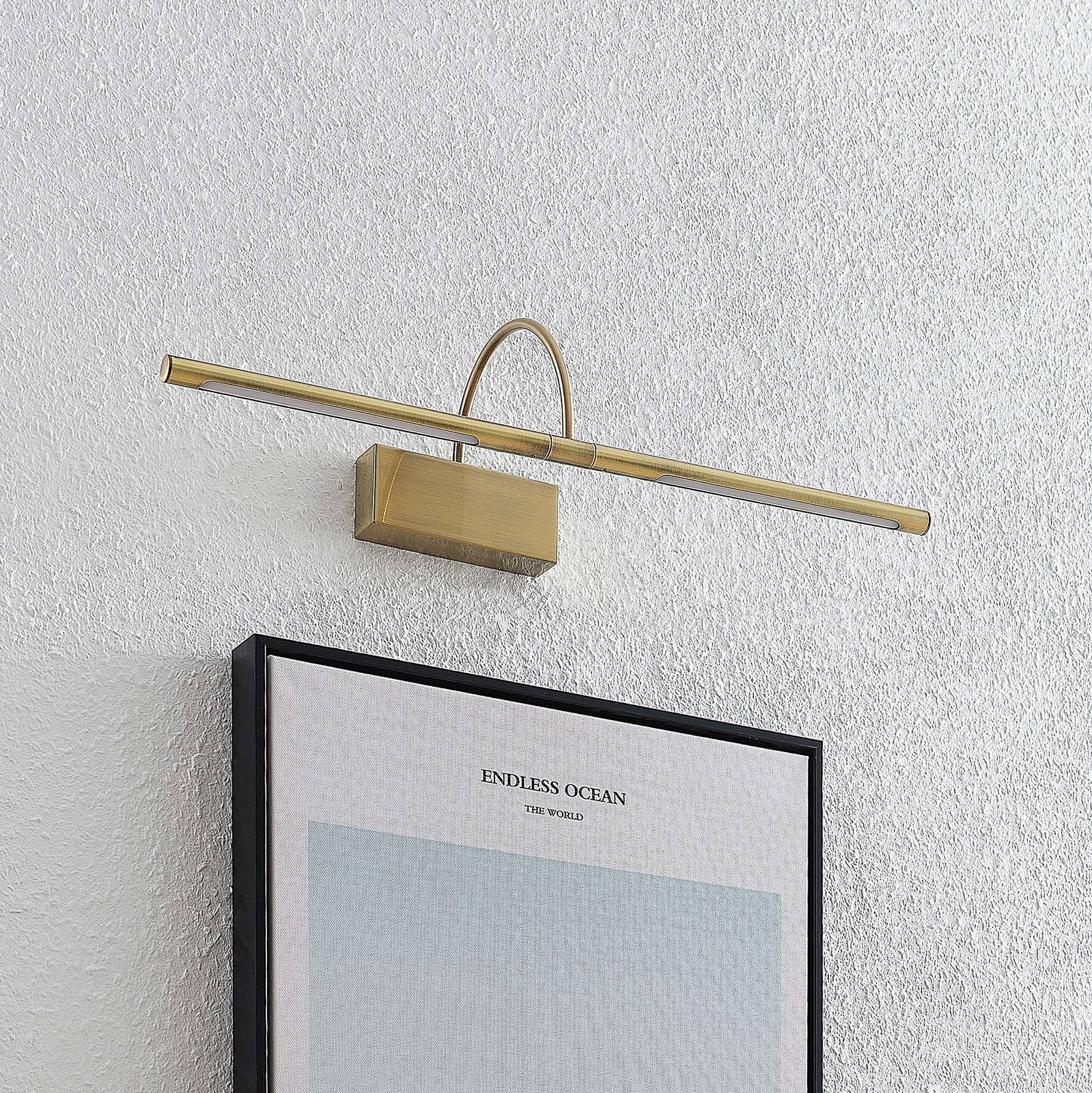 Lucande LED-Bilderlampe Fehmke, messingfarben, Metall, 52 cm Fehmke, bronze / altmessing, für Wohn- / Esszimmer, Aluminium, Antik, Wandleuchte, Wandlampe Innen