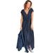 Plus Size Women's Tie-Front Maxi Dress by ellos in Navy/white Dot (Size 32)