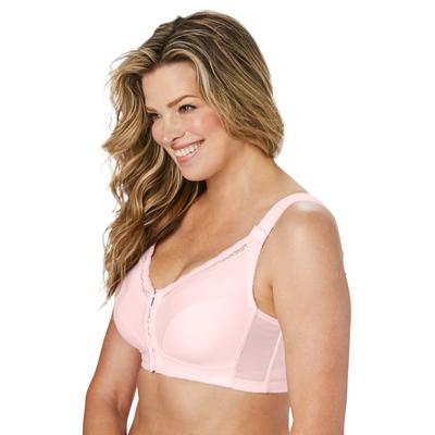 Plus Size Women's Front-Close Cotton Wireless Posture Bra by Comfort Choice in Shell Pink (Size 40 C)