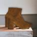 Free People Shoes | : Free People Cecila Brand New Low Calf Boots No-Slip Sueded Heels Zipper Off 8m | Color: Brown/Tan | Size: 8