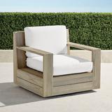 St. Kitts Swivel Lounge Chair in Weathered Teak with Cushions - Performance Rumor Midnight, Standard - Frontgate