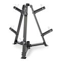 Marcy 6-Peg Olympic Weight Plate Tree and Vertical bar Holder Storage Rack Organizer for Home Gym PT-5757, Black
