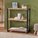 Millwood Pines Rahma 39.5" H x 35.5" W Iron Etagere Bookcase in Black/Brown | 39.5 H x 35.5 W x 15.75 D in | Wayfair