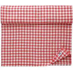 Linen & Cotton Rustic Table Runner Estella -100% Linen, White Red (40 x 350 cm) Rectangular Chequered Long Table Runner Kitchen Linen Table Decoration for Home Country Cottage Spring Easter Feast
