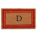 Arlmont & Co. Stortz Monogram Non-Slip Outdoor Door Mat Natural Fiber in Red/White/Brown | Rectangle 2' x 3' | Wayfair