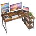 17 Stories Walbrook Reversible L Shaped Computer Desks, Work Desk w/ Adjustable Shelves Wood/Metal in Brown | 29.14 H x 55.12 W x 35.43 D in | Wayfair