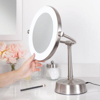 Sunlight Magnifying LED Lighted Vanity Mirror Satin Nickel , Satin Nickel