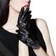 FIORETTO Women Sexy Driving Leather Gloves Unlined Touchscreen Lace Embroidery Italian Nappa - black - X-Large