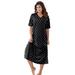 Plus Size Women's Long Print Sleepshirt by Dreams & Co. in Black Dot (Size 5X/6X) Nightgown