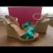 Kate Spade Shoes | Kate Spade Carmelita Bow Espadrille Wedges 9 | Color: Blue/Green | Size: 9