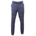 House Of Cavani Mens Tweed Check Herringbone Blue Navy Tailored Fit Trousers Regular Length Blinders Blue-Miles 42