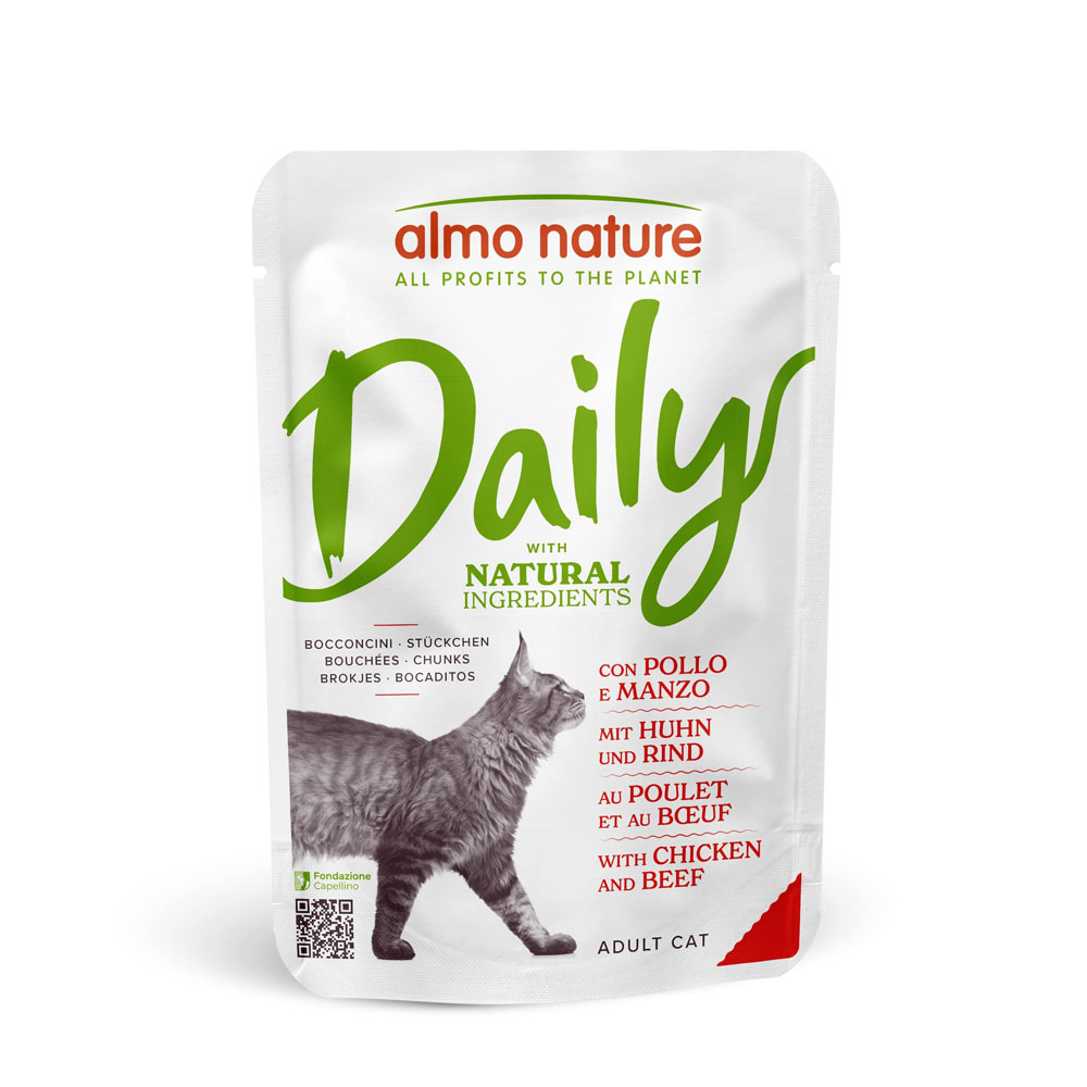 6x70g Chicken & Beef Pouches Almo Nature Daily Cat Food
