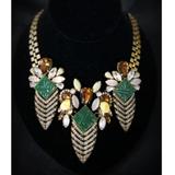 J. Crew Jewelry | J.Crew Statement Feather And Cabochon Necklace | Color: Gold/Green | Size: Os