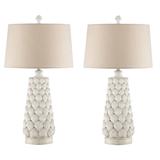 Rosecliff Heights Langsa Seashell 33" Standard Table Lamp Set Resin/Fabric in White | 32.5 H x 18 W x 18 D in | Wayfair