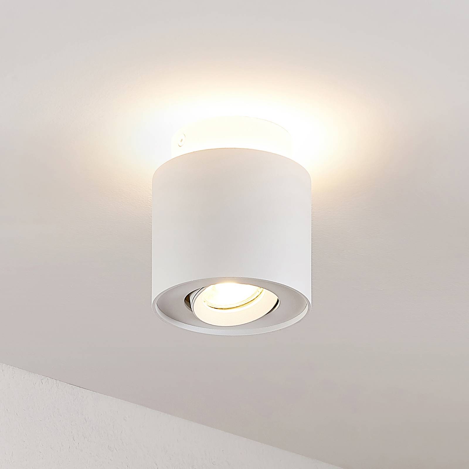 Arcchio Deckenlampe Walisa, Ø 10 cm, weiß, Metall, GU10 Walisa Arcchio, dimmbar, weiß / opal, für Wohn- / Esszimmer, Aluminium, Modern, Strahler