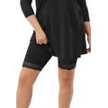 Plus Size Women's Lace Hem Bike Shorts by ellos in Black (Size 34/36)