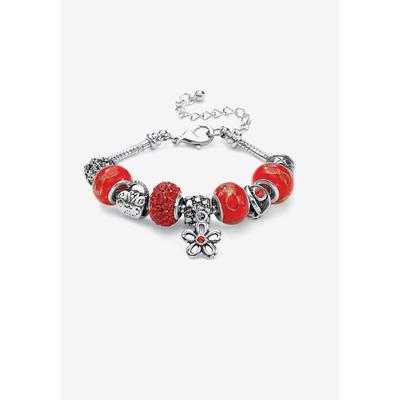 Women's Bali Style Red Crystal Charm 8