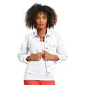 K Jordan Colored Jean Jacket (Size 3X) White, Cotton,Polyester,Spandex